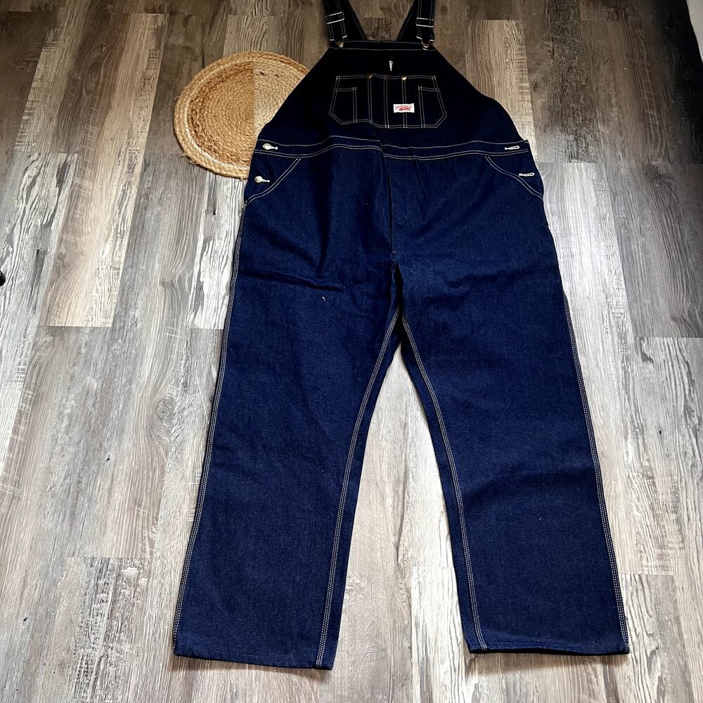 ROUND HOUSE Denim Bib Overalls 46x29 Mens Heavy Duty 100% Cotton USA Workwear